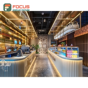 Large Format Cafe Service Counter White Panel Finish Coffee Bag Display Area Storefront Cafe Counter - Product Image 3