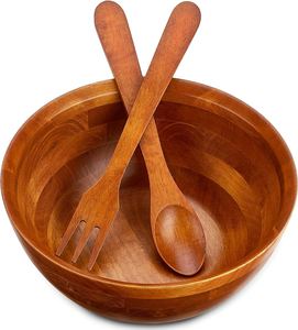 Modern Classic Handcrafted Wooden <b>Salad</b> <b>Servers</b> and Versatile Wood Bowls for Living Room Table Centerpiece - Product Image 3