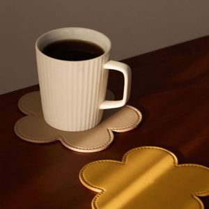 Cute PU Leather Coaster Flower Shaped Heat Insulation Cup Mats <b>Cheap</b> Round Tea <b>Pad</b> for Decor - Product Image 3