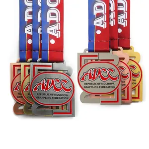 3d soft enamel custom metal colors grappling federation medal