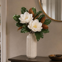 1 Tangkai Bunga Magnolia Southern Creamy Real Touch, Bunga Magnolia Grandiflora Artifisial Realistis untuk Dekorasi Rumah