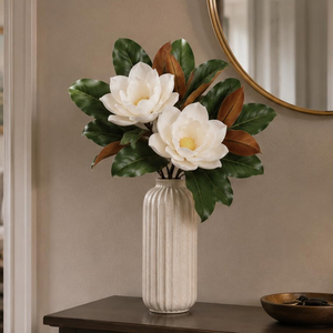 1 Tallo de Flores de Magnolia del Sur Cremosas de Tacto Real, Magnolia <span class=keywords><strong>Grandiflora</strong></span> Artificial Realista para Decoración del Hogar - Product Image 3
