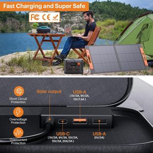 ชุดแผงโซลาร์เซลล์แบบพับได้ขนาด 100W, เครื่องชาร์จพลังงานแสงอาทิตย์กันน้ำประสิทธิภาพสูง 18.5%+ สำหรับสถานีไฟฟ้า รถบ้าน แคมป์ปิ้ง และไฟดับ - Product Image 3