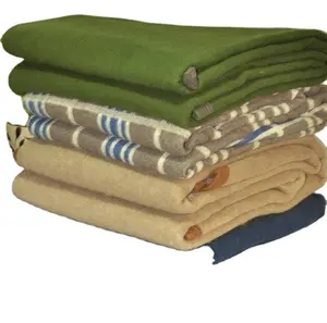 热卖低价工厂价格橄榄绿色毛毯羊毛腈纶涤纶营地，旅行，家庭，救灾