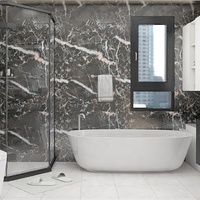 Panneau mural en PVC pour salle de bain, imitation marbre, 1 mètre de large, 100% imperméable, pour mur humide, panneau mural de douche, revêtement mural, carrelage, vente chaude au Royaume-Uni