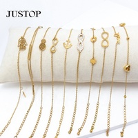 Bracelet à breloques en acier inoxydable plaqué or 18 carats, bijoux tendance pour femmes, marque Justop, vente en gros, fabriqué en Chine, MOQ 10 pièces