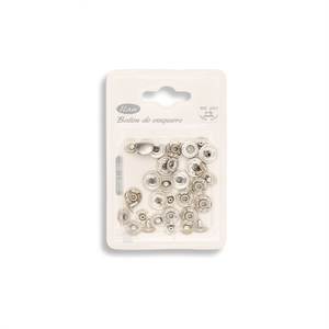 Bottoni a pressione Ilan da 10 mm in metallo stile cowboy, 8 pezzi per jeans - Product Image 1