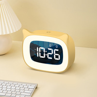 F-8817 dessin animé chat LED réveil musique veilleuse silencieux électronique pour étudiant bureau enfant chambre maison bureau salon cadeau
