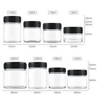 Pot en verre transparent de 3,5 g avec couvercle verrouillable, petit emballage cosmétique pour crème et concentré