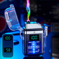 KY Chine Usine Transparent Lumineux Double Arc Cigarette Sans Flamme De Luxe En Alliage De Zinc Usb De Charge Briquets