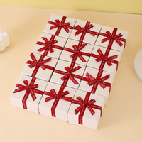 Emballage cosmétique de luxe personnalisé, boîte à couvercle supérieur et inférieur en carton blanc, boîtes cadeaux élégantes pour la Saint-Valentin, ruban à nœud, boîtes carrées rigides