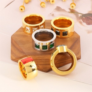 Luxury Gold Plated Hoop <b>Rings</b> Stainless Steel Custom Zircon Finger <b>Rings</b> Women - Product Image 1