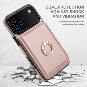 Sang trọng Retro PU Leather Nhẫn Chủ trường hợp điện thoại cho <span class=keywords><strong>Iphone</strong></span> 17 không khí 16 15 14 13 12 11 Pro Max RFID chặn ví điện thoại di động Bìa Túi - Product Image 5