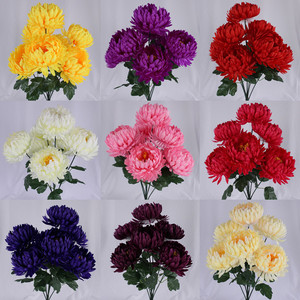 Vente d'usine : Bouquet de chrysanthèmes artificiels à longues tiges en plastique pour la commémoration, la cérémonie du nettoyage des tombes et la décoration du Jour des ancêtres - Product Image 1