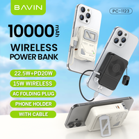 BAVIN PC1123 10000mAh banco de energía de carga rápida inalámbrico con cable de carga del soporte del teléfono