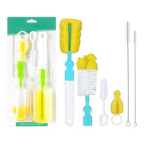 Juego de 6 Cepillos de Limpieza para Biberones, Cepillo Giratorio de 360 Grados para Tetinas, Esponja para Vasos, para el Cuidado de Biberones - Product Image 1