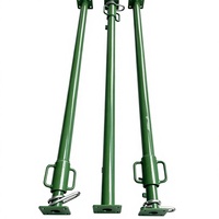 Poteau de support d'échafaudage en acier réglable vert avec base carrée et système de fixation de sécurité