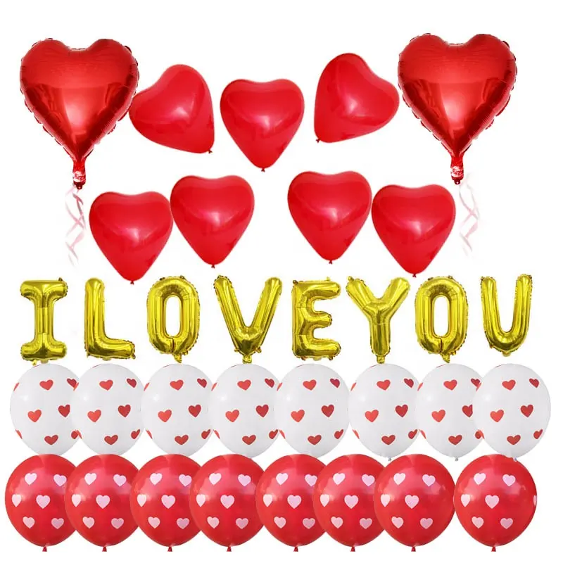 Mới Đến Trái Tim Màu Đỏ Foil Mylar Balloons Ngày Valentine Trang Sức Set Valentine Bóng Bay Ngày Tình Yêu Màu Đỏ Bóng Bay