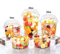 Gobelets en plastique PET transparent à paroi simple Bingo avec logo personnalisé, 8/12/16/24/32 oz, pour fruits, desserts, yaourts, salades, bols d'açaï avec couvercles