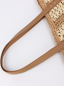 Generation Hair Fashion Simple Hollow Color Stripe Beach Bag Large Capacity Shoulder Bag Woven Bag Zipper Closure Tanjing - Product Image 2