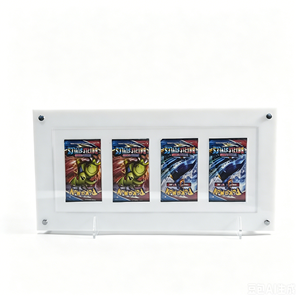 Clear Acrylic 4-Slot Card Display <b>Frame</b> Horizontal <b>Floating</b> Shelf with Magnetic Closure - Product Image 1