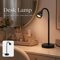 Lámpara de Escritorio con Brazo Flexible, Control Táctil, 3.5W, 3 CCT, Regulable, para Mesa de Noche, Oficina, Luz de Trabajo