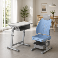 Ensemble bureau et chaise ergonomiques réglables en hauteur pour étudiants, table d'étude pour enfants avec appui-tête et tiroir de rangement, mobilier pour la maison et la salle de classe