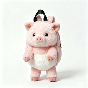 Bolso de peluche con forma de cerdo gordo, Mochila de peluche de cerdo, Mochila de peluche con forma de animal, Mochila escolar con temática de cerdo - Product Image 1