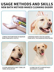 Shampooing Sec Nettoyant en Profondeur Sans Rinçage 200ml Personnalisé Hydratant <span class=keywords><strong>Anti</strong></span>-Démangeaisons Désodorisant pour Animaux de Compagnie - Product Image 5