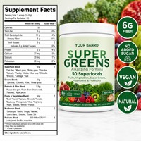 Poudre Super Greens avec superaliments, fruits, légumes, champignons, probiotiques et mélange de fibres pour la santé digestive et un soutien alcalinisant