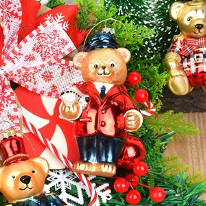 Small Glass Christmas Ornaments Panda <b>Animal</b> Shape Handmade Digital Printing Environment Friendly HATTY Brand Home Tree Scene - Product Image 3