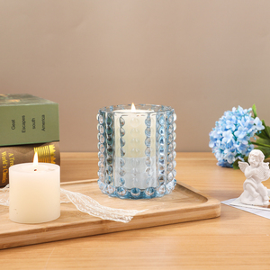 300Ml Hiện Đại Dày Nổi Polka <span class=keywords><strong>Dot</strong></span> Pha Lê Thủy Tinh Nến Jar Sang Trọng Tối Giản Rỗng Vòng Đầy Màu Sắc Nến Jar - Product Image 3