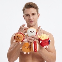 Cadeaux pour enfants, jouets en peluche amusants, design de hamburger, de toast et de frites, porte-clés personnalisé, pendentif de poupée 3D, porte-clés