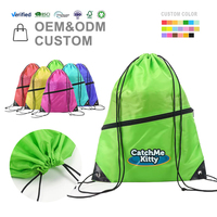 Personnalisé De Haute Qualité Polyester Pliable Sport Cordon Sac À Dos Sac avec Fermeture Éclair