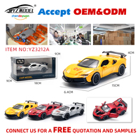 Mobil Sport SF90 Hypercar Skala 1/32, Model Diecast Mewah, 4 Pintu Dapat Dibuka, Mainan Alloy, Tarik Mundur, Baterai Lithium, Dilengkapi Lampu dan Suara