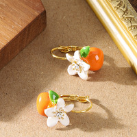 Boucles d'oreilles pendantes tendance coréennes en zircon en forme de fleur, boucles d'oreilles créoles fantaisie style pastoral couleur kaki pour ma fille