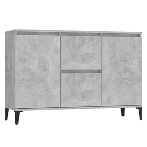 Buffet de rangement multifonctionnel en bois gris béton pour salle à manger et salon avec 2 tiroirs et portes - Product Image 1