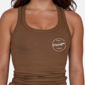 Logo personnalisé imprimé plaine vierge Slim Fit femme gilet caraco hauts en gros ajusté côtelé débardeur femme - Product Image 1