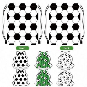 Mochila al por mayor para niños, bolsa de almacenamiento portátil de poliéster con cordón para aficionados al fútbol, con correa y bolsillo. - Product Image 5