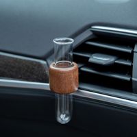 Vas Bunga Hidroponik Tabung Kaca Sederhana dari Kayu Solid dengan Klip Ventilasi Mobil, Logo Dapat Disesuaikan, Dekorasi Tanaman untuk Lubang Udara Mobil