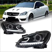 Pour Mercedes-Benz Classe C W204 2011-2014, ensemble de phares à LED 12V avec projecteur, clignotants dynamiques et feux de jour