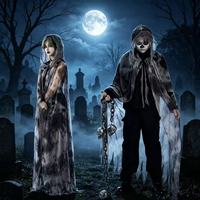 Cape de déguisement d'Halloween pour hommes et femmes, style fantôme féminin, châle d'horreur, vêtements assortis pour hommes et femmes