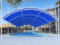 Toit en membrane tendue à grande portée pour terrain de basket extérieur, résistant aux UV, auvent pour structure sportive