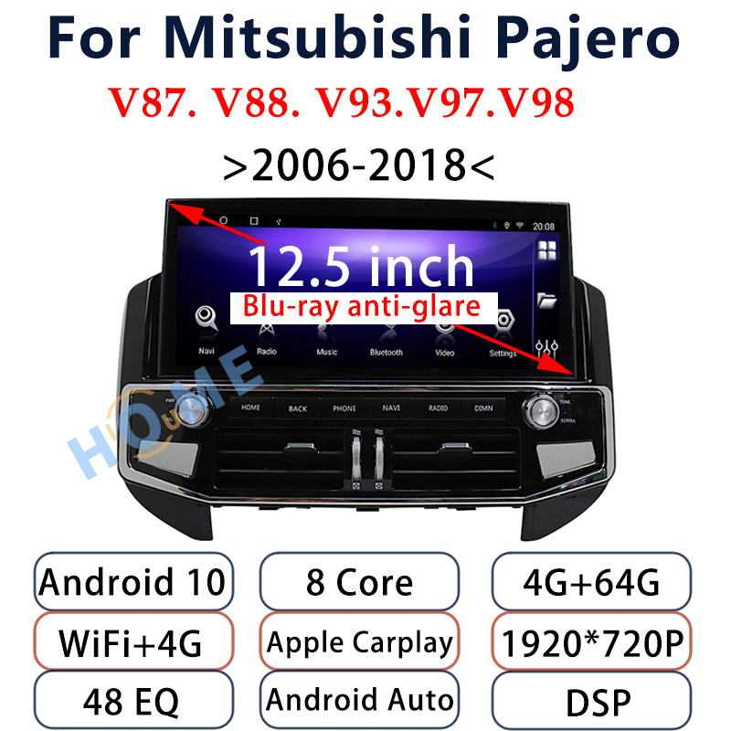 三菱パジェロ V87 V88 V93 V97 V98用 12.5インチ Android 13 カー