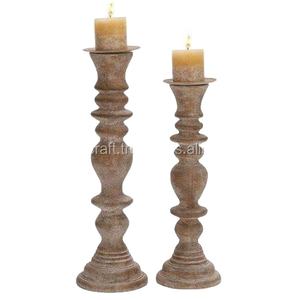 Bougeoir en bois rond coloré simple décoratif de luxe bougeoir en bois nordique personnalisé en gros pots de bougie rose noël - Product Image 1