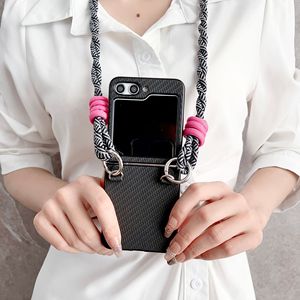 Nouvelle arrivée, étui de téléphone pliable avec cordon tissé, pour Z Flip 8/7/6/5/<span class=keywords><strong>4</strong></span>/3, housse de protection anti-chute pour Motorola 50 Ultra - Product Image 2