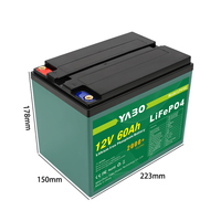 Batterie au lithium LiFePO4 haute puissance à décharge profonde 12V 60Ah pour les systèmes de stockage d'énergie solaire