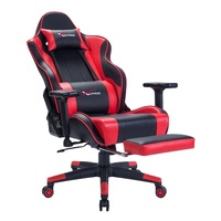 Chaise de bureau gaming ergonomique moderne et abordable en cuir rouge avec repose-pieds, fonction de refroidissement, pivotante et extensible