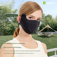 Vente en gros de fil brut Protection UV Parasol Respirant Eye Corner Mask Ice Silk Face Cover Voile anti-poussière Protection solaire