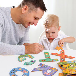 Mainan edukasi Puzzle Jigsaw otak uniseks, mainan kubus hewan alfabet untuk anak-anak berusia 2 hingga 4 tahun - Product Image 3